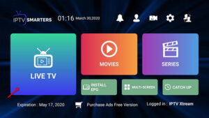 Live TV channel selection grid and group sidebar on iptv smarters pro